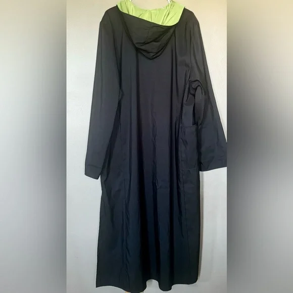 EUC Long Rain Hooded Jacket Reversible Black & Lime Green Coat - Women’s XL XXL - Picture 4 of 13
